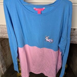 Lilly Pulitzer Two-Tone Blue and Pink Long Sleeve  Finn Tee